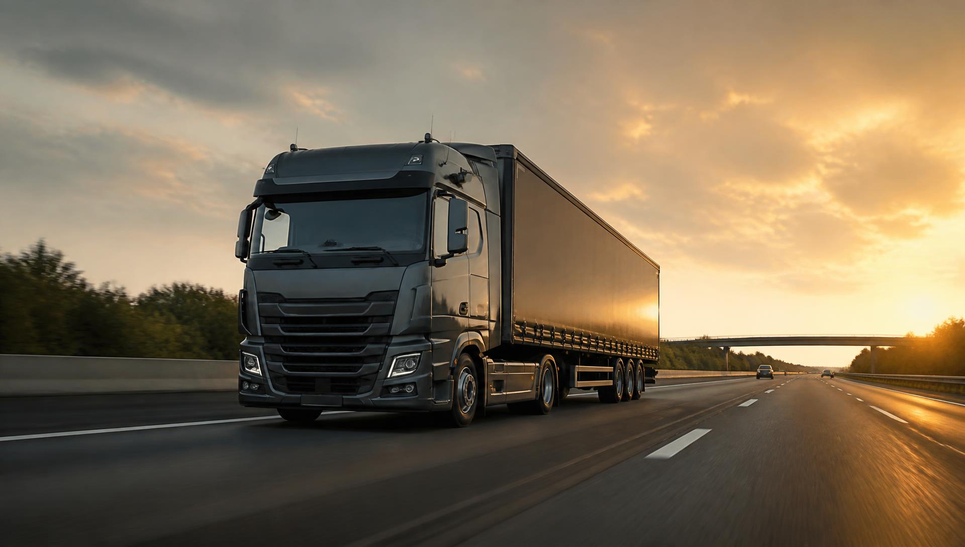 Ensemble routier semi-remorque sur autoroute en France
